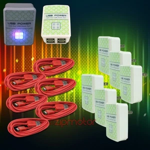6X 4 USB PORTS WALL ADAPTER+3FT CABLE POWER CHARGER SYNC RED GALAXY NOTE NEXUS - Bild 1 von 1
