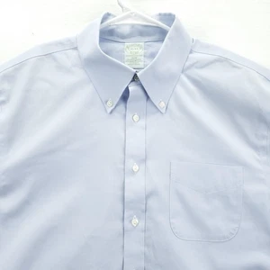 Brooks Brothers Shirt Mens 16-33 Blue Oxford Slim Non-Iron Supima Button *flaw - Picture 1 of 12