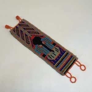 Handgefertigte Südwesten Ureinwohner Perlen Manschette Armband bunt Handwerker Frau Vintage - Bild 1 von 5