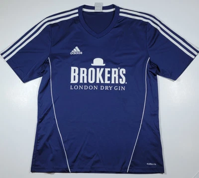 Camiseta de fútbol Adidas Broker's Gin para hombre grande de tres rayas azul marino blanco fútbol   Foto 1 de 4