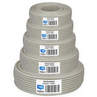 HB-DIGITAL 25m 50m 100m Telefonkabel Telefonleitung J-Y(ST)Y Fernmeldekabel Verlegekabel