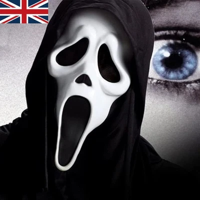 Scream Ghost Face Mask With Hood Halloween Horror Fun Fancy Dress Scream Killer - Image 1 of 4