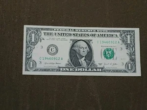 2021 $1 Dollar Birthday Note C19460912A Miscut Circulated Ungraded - Picture 1 of 4