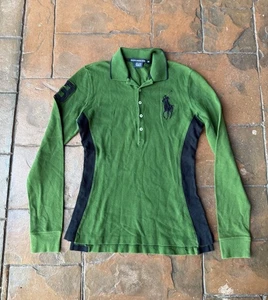 Y2K Ralph Lauren Polo Sport Big Pony Polo Long Sleeve Shirt Women’s Medium Green - Picture 1 of 5