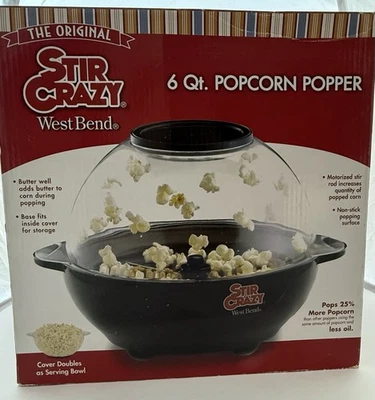 New • West Bend • Stir Crazy • 6 Qt Popcorn Popper • Model 82306 • The Original - Image 1 of 4