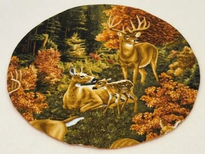 Fall Deer Reversible Trivet Centerpiece Hot Pad Buck Doe Fawn Wild Life PolkaDot - Picture 1 of 4