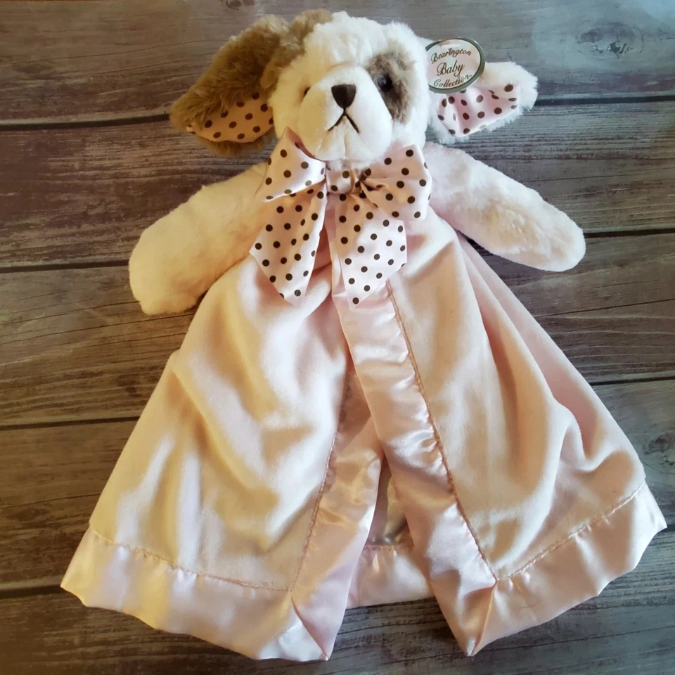 Bearington Baby Wiggles Perro Lovey Rosa Lunares 14" Peluche Juguete Manta de Seguridad Foto 1 de 4