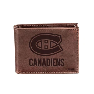 Montreal Canadiens, Cartera Doble Plegable, Marrón, CH, 100% Cuero Genuino - Imagen 1 de 1