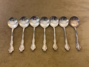 FANEUIL (7) 5” Round Soup Spoons 1908 Rogers Silverplate No Monograms - Picture 1 of 8