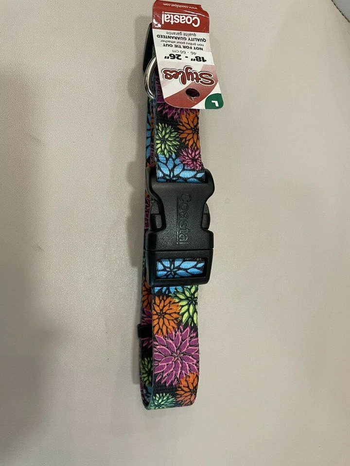 h) Collar de perro Coastal Styles grande 18-26" ¡Hecho en EE. UU.! flores mamás critansios Foto 1 de 2