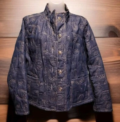 Chaqueta acolchada reversible con botones Carson Kressley Perfect Equestrian talla M Foto 1 de 4