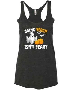 Going Vegan Isn't Scary Vegan Halloween Sarcastic Saying Gift Trendy Racer Tank  - Picture 1 of 5