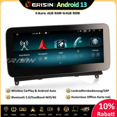 8-Kern Android 13 Autoradio GPS CarPlay DAB+DSP Für Mercedes C Klasse W204 S204 - Bild 1 von 4