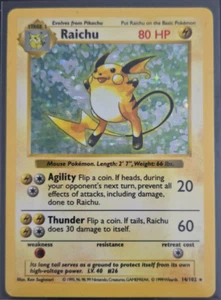 Raichu 014/102 Base Set (SHADOWLESS) Holo Vintage 1999 English Pokemon WOTC LP - Picture 1 of 6
