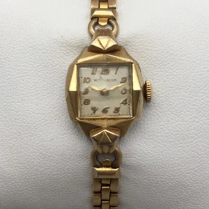Vintage Wittnauer Watch Women 16mm Gold Tone Square Dial Stretch Manual Wind - Picture 1 of 14