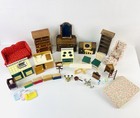 DOLLHOUSE MINIATURES FURNITURE Vintage Lot Bedroom Kitchen Chairs Accessories