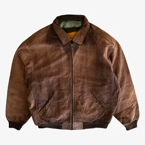 Chaqueta de Conducción Timberland De Colección Años 90 Para Hombre Cuero Beige, Camionero Piloto Retro - Imagen 1 de 11