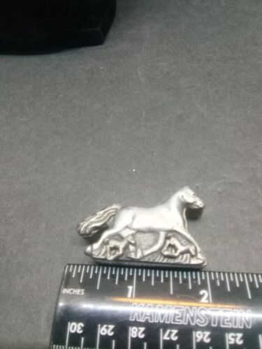 Vintage Horse Pewter Box Pierced Earrings Lid is a Pin Tiny Box N75