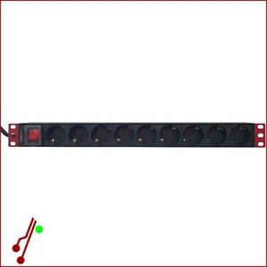 ✅ Techly Multipresa Rack 19" 9 Prese Schuko 1U Interruttore Ciabatta Multipla - Afbeelding 1 van 4