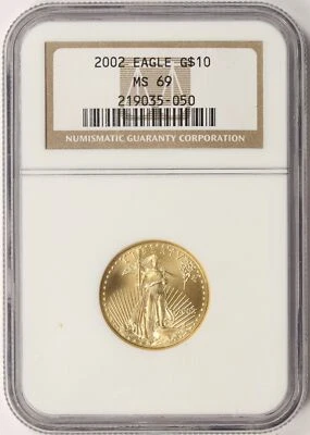2002 $10 Gold 1/4 oz American Eagle NGC MS69 - Image 1 of 4