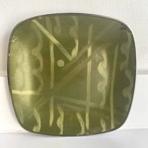 Vintage Cathrine Holm Norway Enamelware metal Sage Green square Plate pin dish - Picture 1 of 13