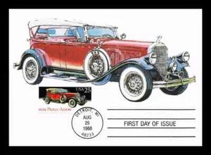 1929 PIERCE-ARROW CLASSIC CAR AUTOMOBILE 1988 USPS FIRST DAY MAXIMUM CARD - Picture 1 of 2