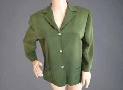 RENA ROWAN - STYLISH GREEN SILK JACKET  / Top- Size  12 - Image 1 of 3