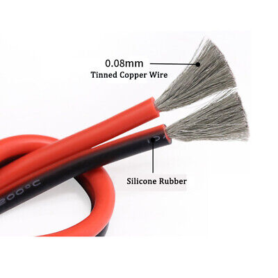2M 10AWG~24AWG Extra Soft Silicone Wire Double Parallel Wire Red & Black Copper • 4.83€