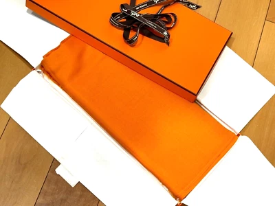 HERMES 150x200cm Cachemira 80%/Lana 20% Bufanda H Logo Francia Caja Naranja #m4725 Foto 1 de 4