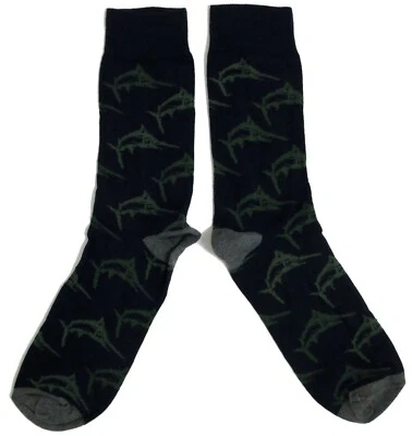 MENS GENTLEMENS BLUE SWORDFISH FISH SOCKS UK SIZE 6-11 /EUR 39-45 / USA 7-12 - Image 1 of 3