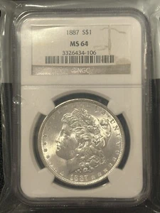 1887 Morgan Silver Dollar NGC MS64 S$1 Philadelphia Minted - Sharp Coin - Picture 1 of 2