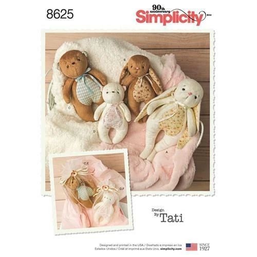 Simplicity Sewing Pattern 8625 Stuffed Animals Fabric Gift Bags One Size Uncut