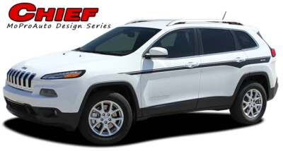 For 2014-2020 Jeep Cherokee Chief 3M Pro Vinyl Graphics Stripes Decals Rockers - Image 1 of 4