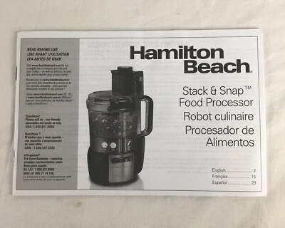NEW Hamilton Beach Food Processor Stack & Snap #70720 Part - Manual Only - Image 1 of 3