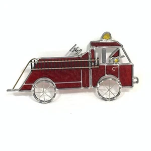 Camion dei pompieri artigianale VETRO COLORATO ornamento rosso prendisole tema pompiere 7,25 - Foto 1 di 7