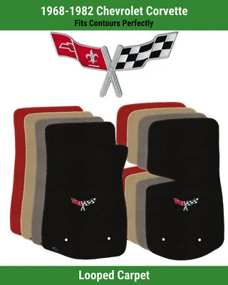 Tapetes frontais Lloyd Loop para Corvette 68-82 com bandeiras cruzadas Corvette 2 - Imagem 1 de 4
