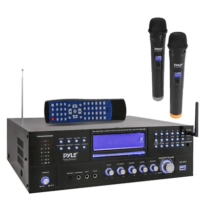 Pyle PWMA5000BA Bluetooth USB Home Preamp AM/FM Multimedia Receiver with 2 Mics - Image 1 of 2