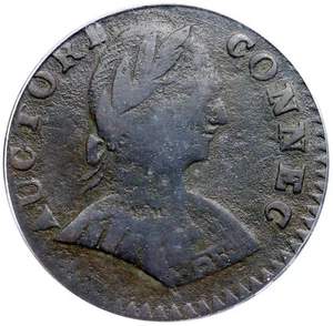 1787 M 1.1-A R-3 PCGS F 15 Sm Head Right Connecticut Colonial Copper Coin - Picture 1 of 3