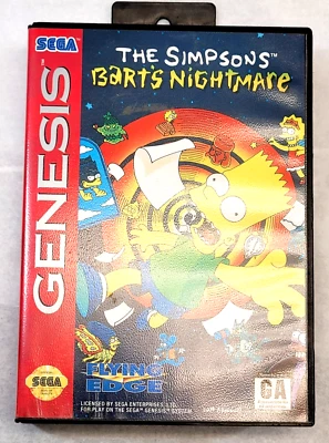 Sega Genesis The Simpsons Bart's Nightmare Cartridge, Manual & Case 1992 - Image 1 of 4