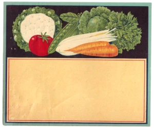 Original vegetable label Lehmann stock No 7195 lettuce carrot tomato peas celery - Picture 1 of 2