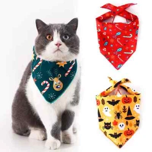 Pet Dog Cat Puppy Kitten Halloween Scarf Bandanas Style Grooming Accessories - Picture 1 of 23