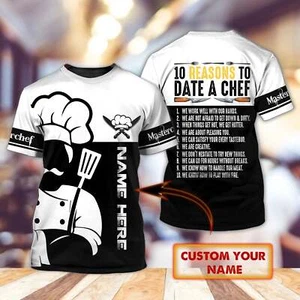 10 reasons to date a chef, Chef life shirt, Chef 3D all over printed , Gift for - Picture 1 of 4