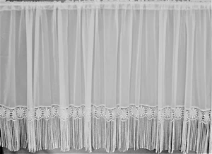 SUZZANA VOILE MACRAME CON BORLA BLANCA RED RECTA CORTINA PANEL HECHO A MEDIDA - Imagen 1 de 3
