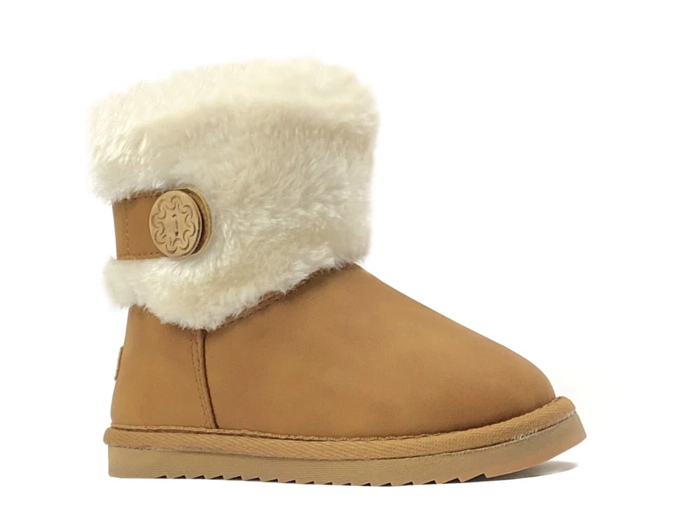 Nuevas Botas Niños Pequeñas Niñas Elegantes Botón PU Moda Zapato- Foto 1 de 1