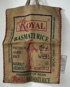 Royal Basmati Burlap Bag with Zipper and Handles Rice Burlap 20Lb Empty Sack - Picture 1 of 5