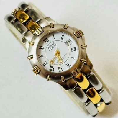 Vintage Anne Klein Women's Two Tone Dress Bracelet Date Watch Gold 11/7742-3 - Image 1 of 4