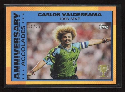 2025 Topps MLS 30 aniversario #AA-1 Carlos Valderrama elogios naranja/25 Foto 1 de 2
