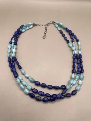 Jay King DTR Mine Finds Signed Lapis Amazonite Beaded 3 Strands Collar Necklace - Image 1 of 4