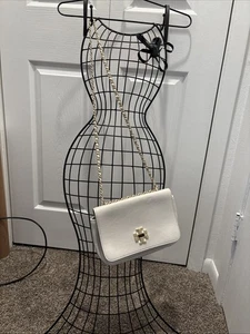 tracolla tory burch bretten pelle ciottolata bianca - Foto 1 di 9