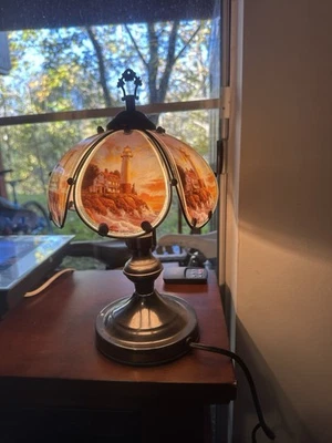 Lighthouse 3 Way Touch Lamp 14" Tall 6 Panel Single Bulb Lighthouse  Multicolor - Image 1 of 4